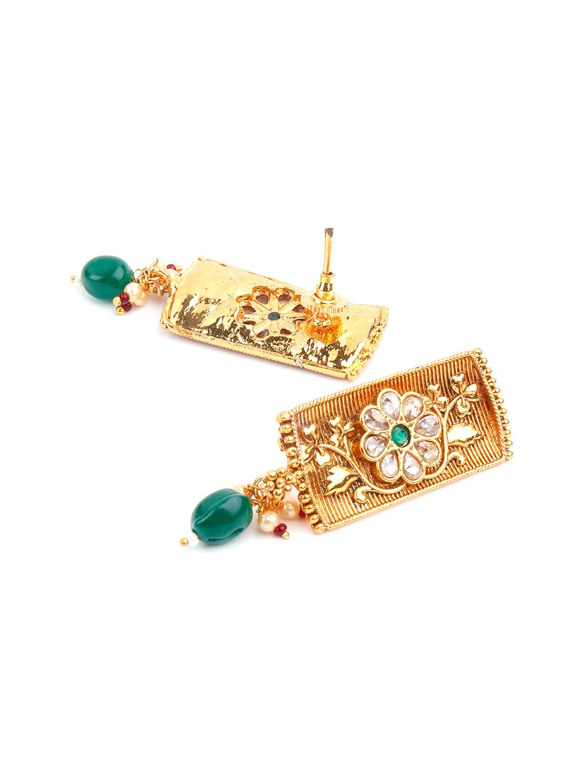 Gold Tone Green Mani Choker Set - Rajwada