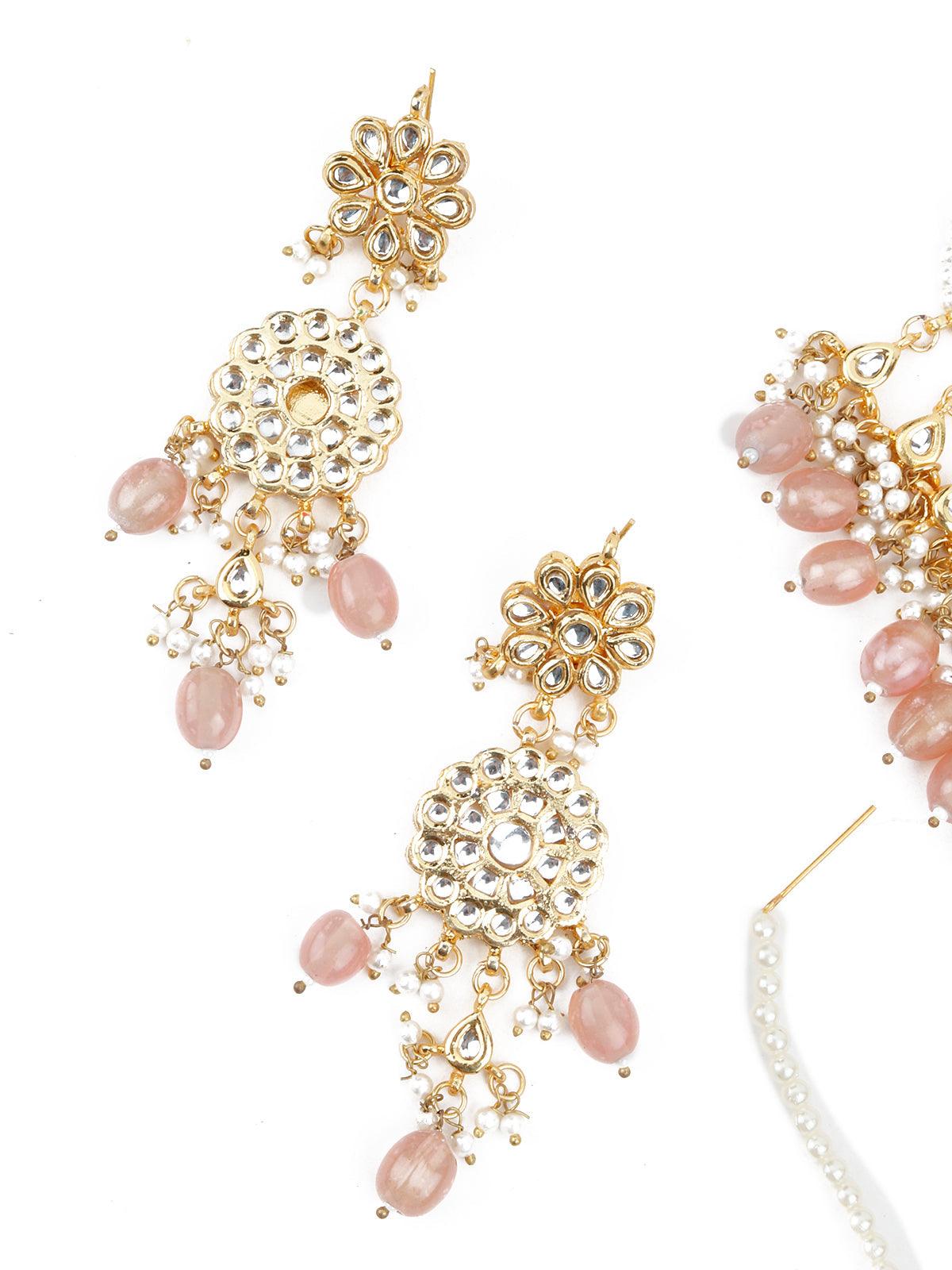 Gold Tone Half-Moon Design Choker Set - Rajwada