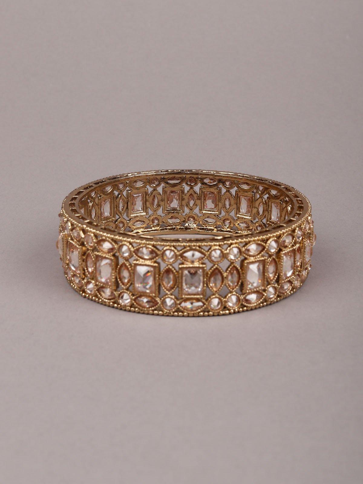 Gold-tone Kundan Polki finish Kada setÂ  - Rajwada