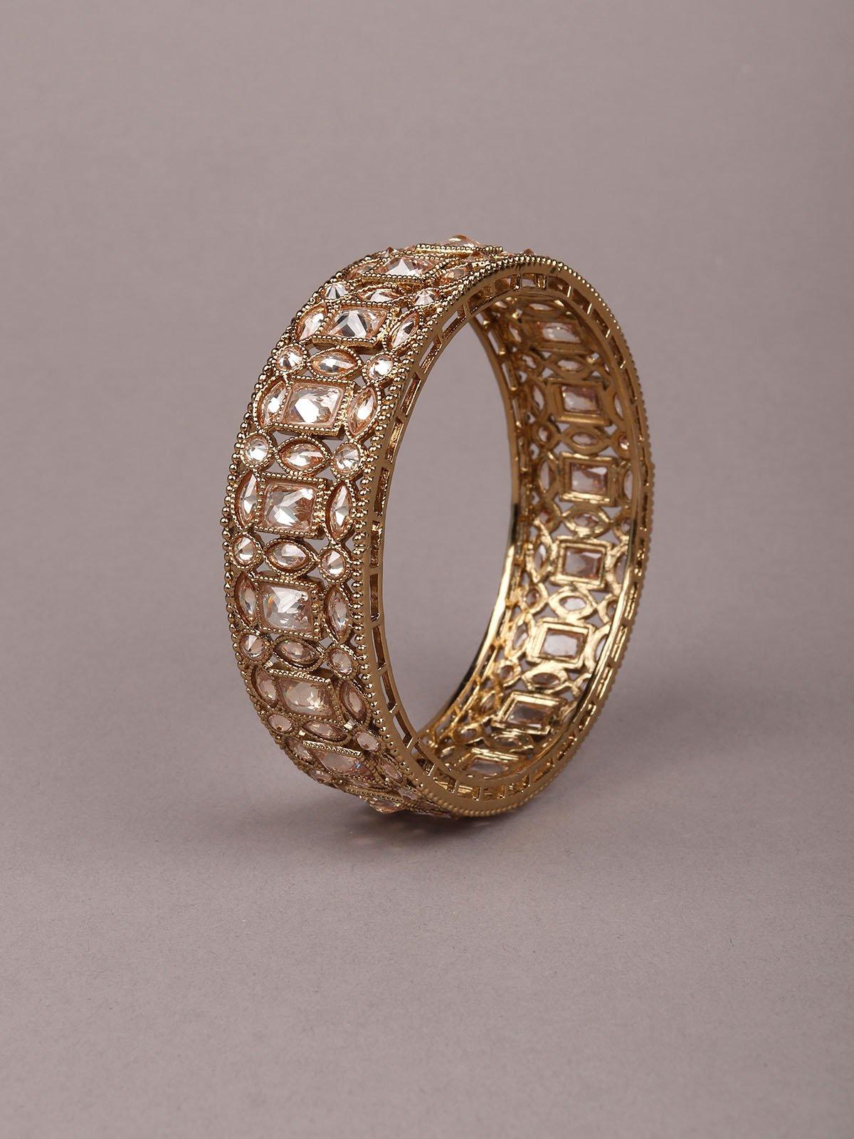 Gold-tone Kundan Polki finish Kada setÂ  - Rajwada