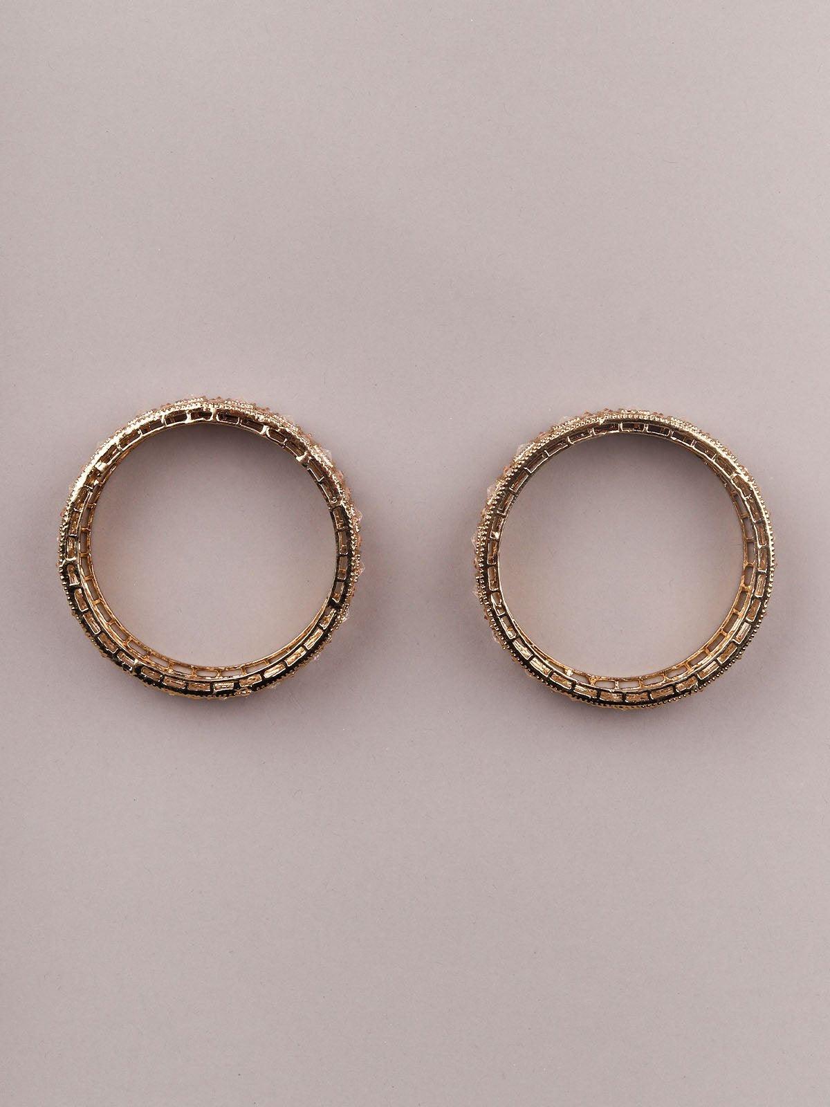 Gold-tone Kundan Polki finish Kada setÂ  - Rajwada