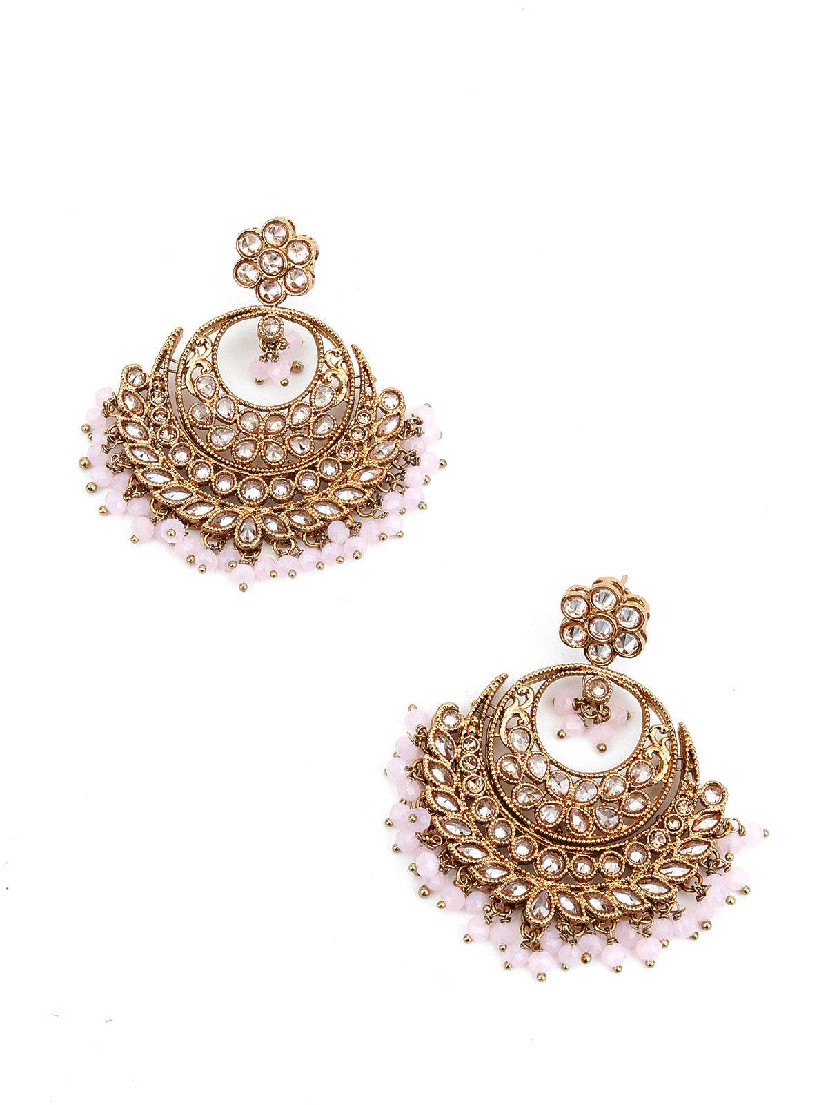 Gold Tone Lavender Pearl Necklace Set - Rajwada