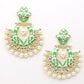 Gold tone light green white tinted kundan pearl dangle earrings! - Rajwada