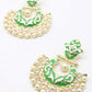 Gold tone light green white tinted kundan pearl dangle earrings! - Rajwada
