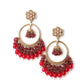 Gold Tone Magenta Pink Dangling Ring-Jhumka Earrings - Rajwada