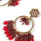 Gold Tone Magenta Pink Dangling Ring-Jhumka Earrings - Rajwada