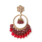Gold Tone Magenta Pink Dangling Ring-Jhumka Earrings - Rajwada