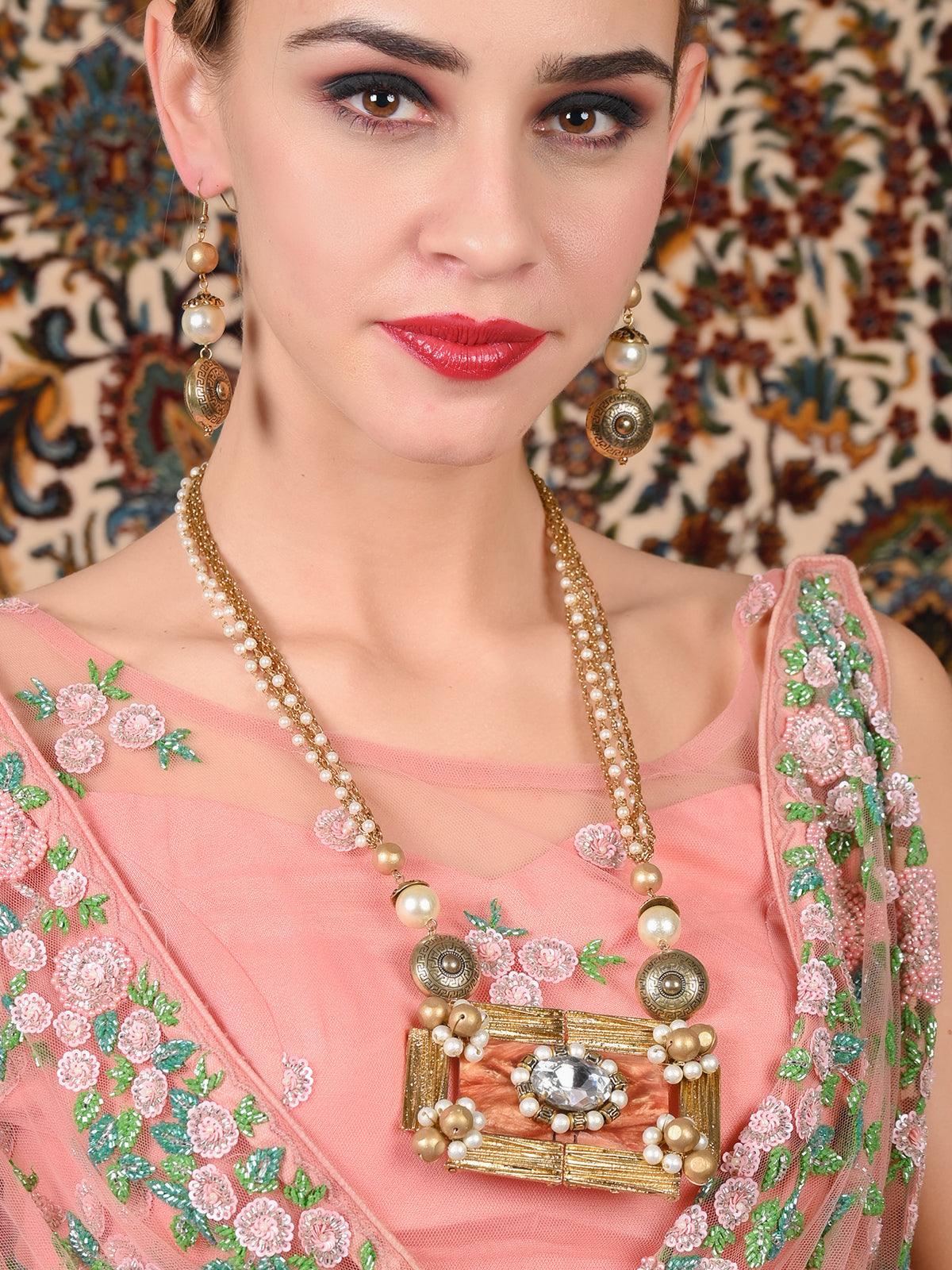 Gold Tone Multistring Tribal Necklace Set - Rajwada
