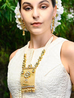 Gold Tone-Pearl Queen Necklace Set! - Rajwada