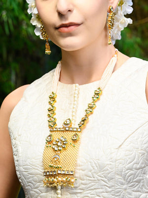 Gold Tone-Pearl Queen Necklace Set! - Rajwada
