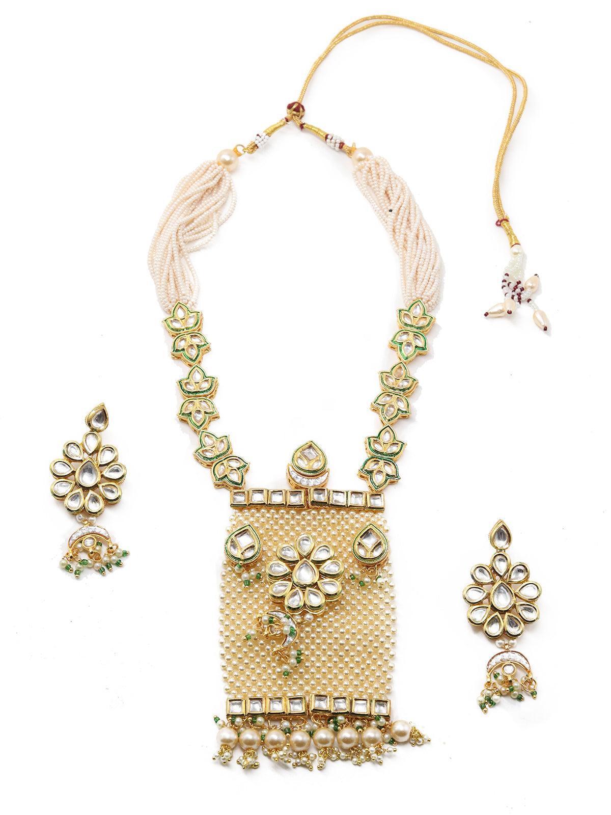 Gold Tone-Pearl Queen Necklace Set! - Rajwada
