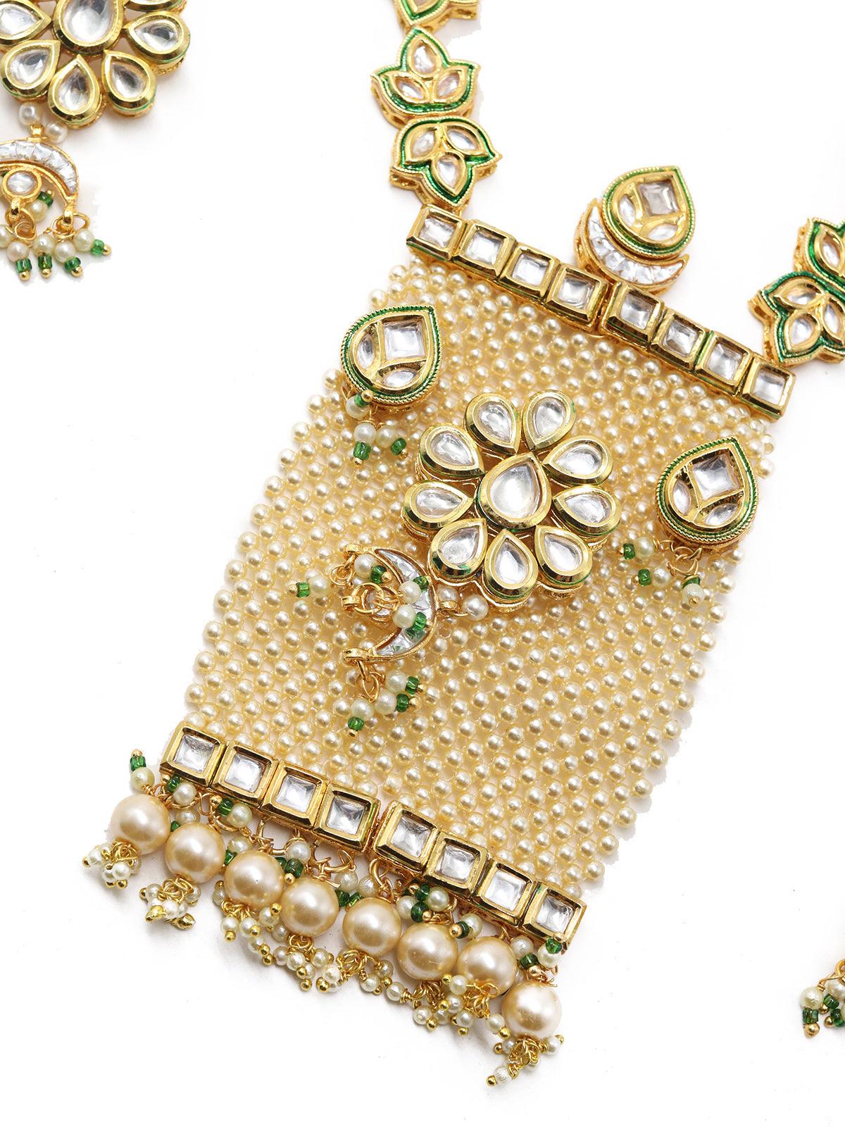 Gold Tone-Pearl Queen Necklace Set! - Rajwada