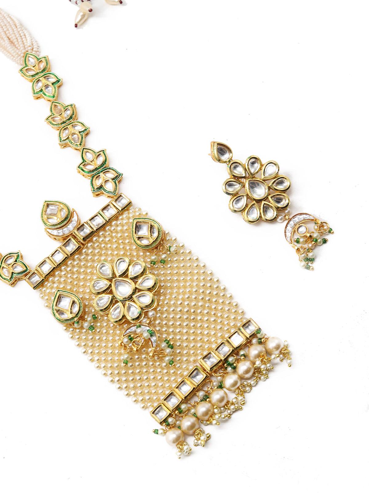 Gold Tone-Pearl Queen Necklace Set! - Rajwada