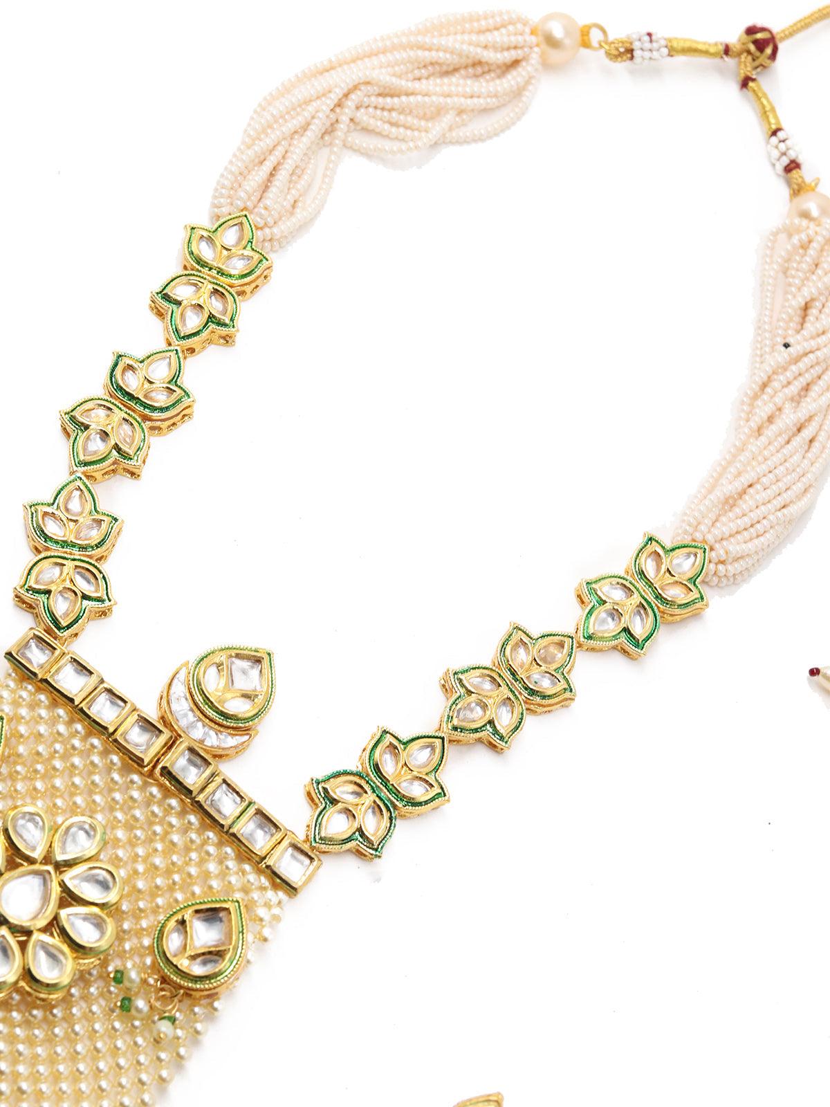 Gold Tone-Pearl Queen Necklace Set! - Rajwada