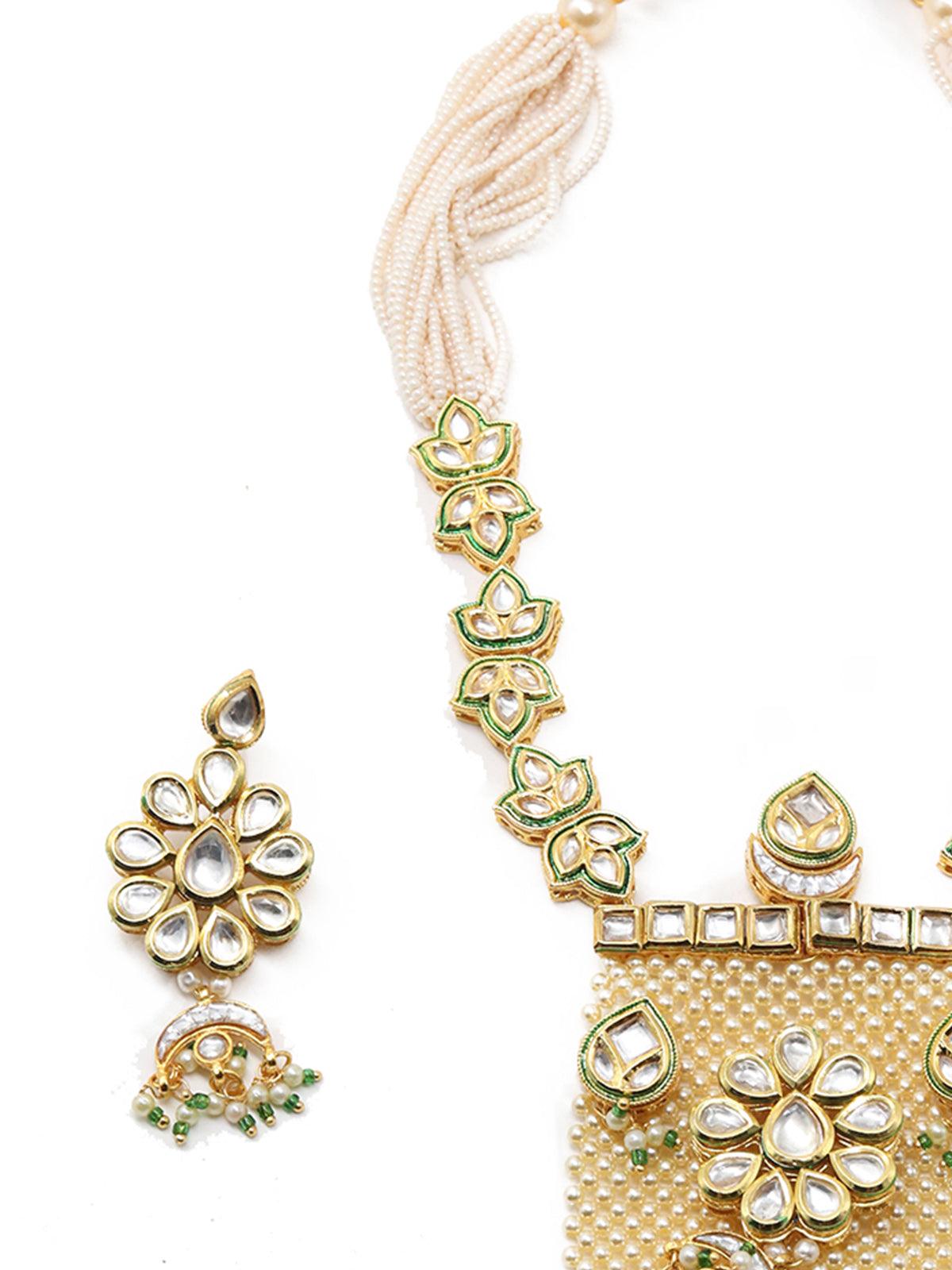 Gold Tone-Pearl Queen Necklace Set! - Rajwada