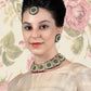 Gold Tone Pearls -Green Onyx Choker Set&nbsp; - Rajwada