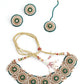 Gold Tone Pearls -Green Onyx Choker Set&nbsp; - Rajwada
