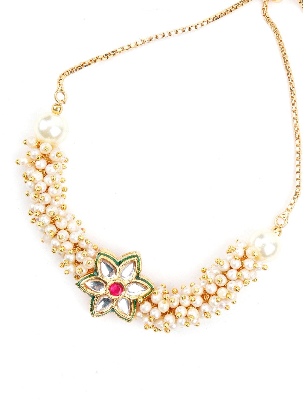 Gold Tone Pretty Pearl Bracelet - Rajwada