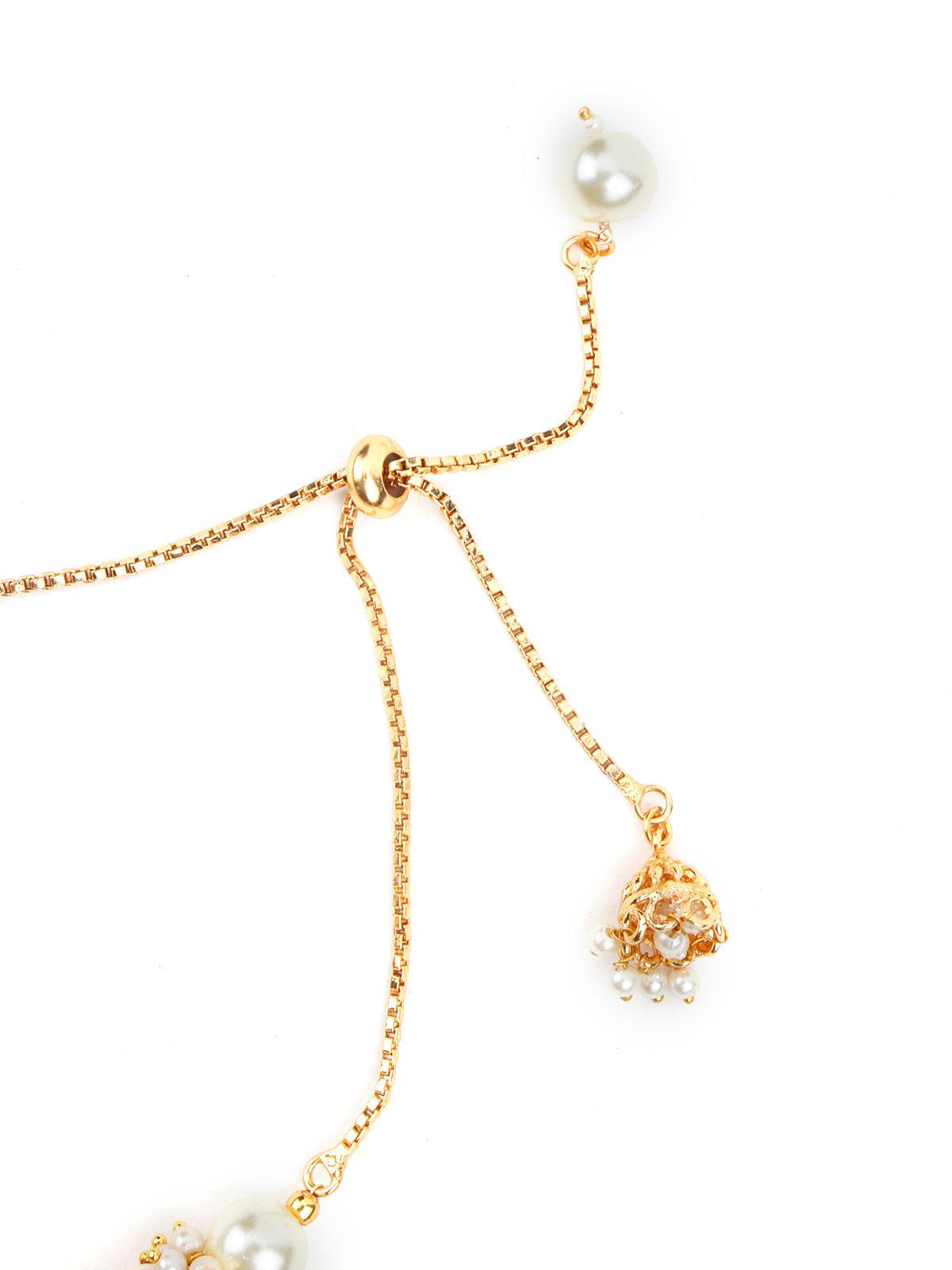 Gold Tone Pretty Pearl Bracelet - Rajwada