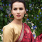 Gold-Tone Red Beaded Hoop Earrings - Rajwada