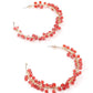 Gold-Tone Red Beaded Hoop Earrings - Rajwada