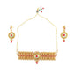 Gold Tone Red Mani Choker Set - Rajwada