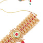 Gold Tone Red Mani Choker Set - Rajwada