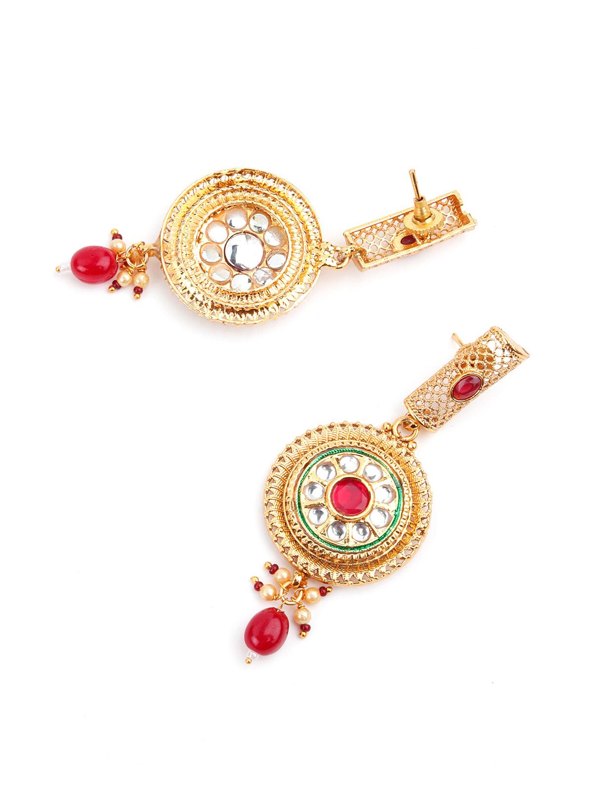 Gold Tone Red Mani Choker Set - Rajwada
