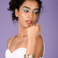 Gold-tone textured stunning white pearl embellished bracelet - Rajwada