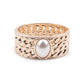 Gold-tone textured stunning white pearl embellished bracelet - Rajwada