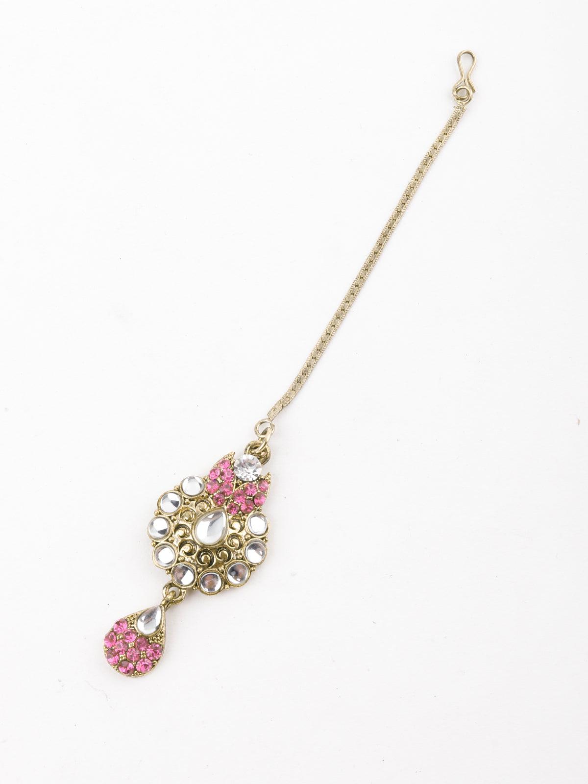 Golden And Light Pink Floral Choker Necklace - Rajwada