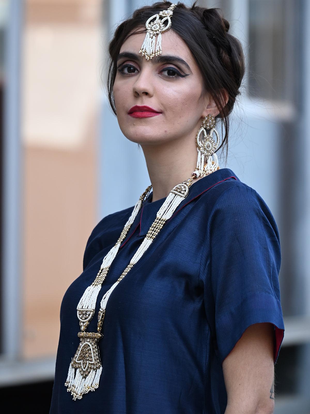 Golden and White Traditional Pearl Chain - Rajwada