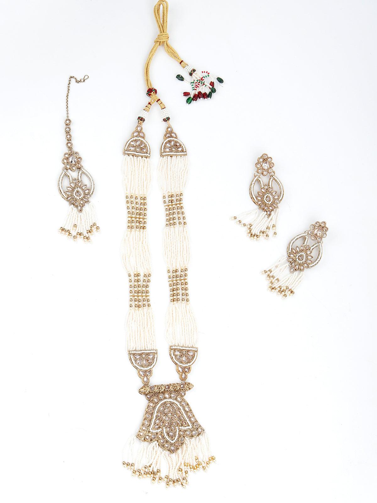 Golden and White Traditional Pearl Chain - Rajwada