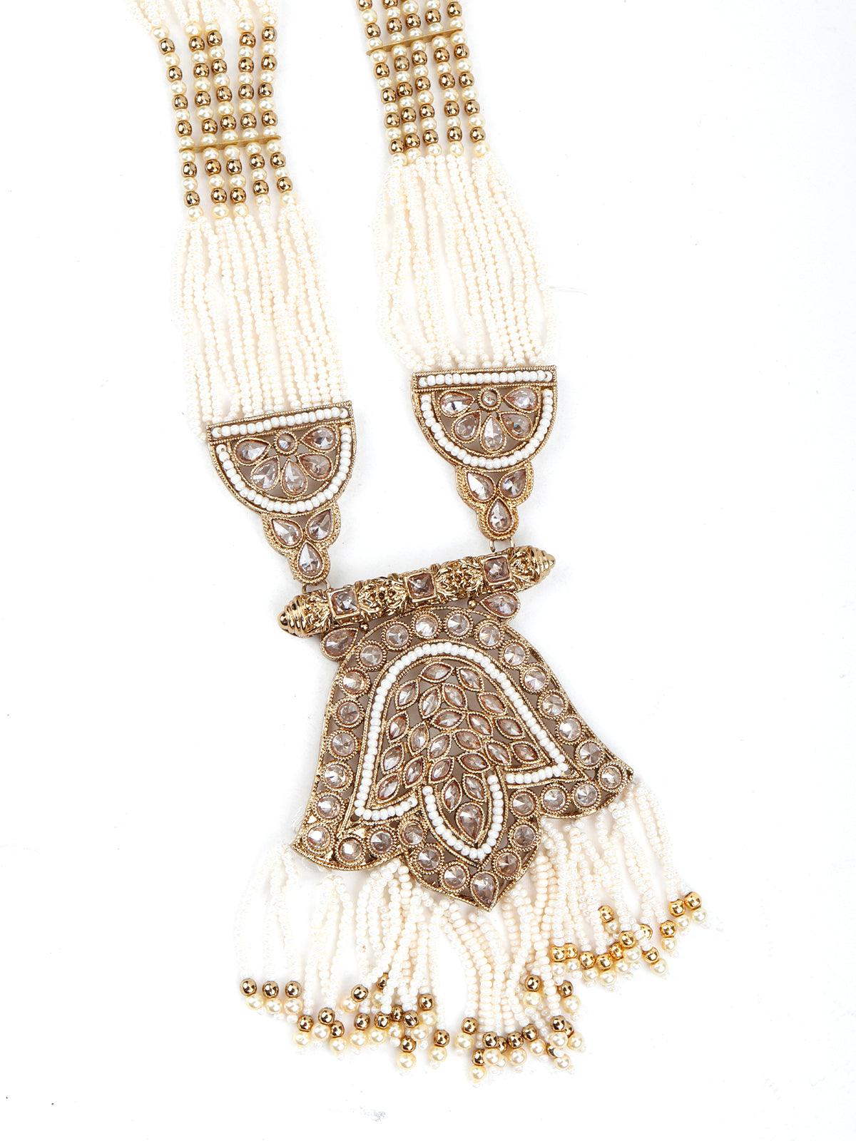 Golden and White Traditional Pearl Chain - Rajwada