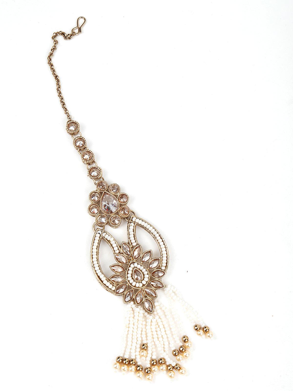 Golden and White Traditional Pearl Chain - Rajwada