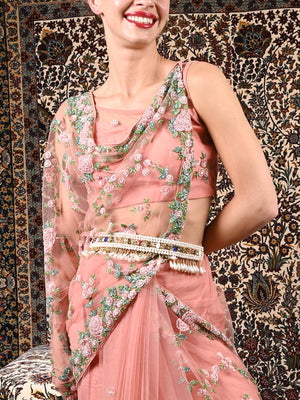 Golden Beaded Fabric Tie-able Tassel Belt! - Rajwada