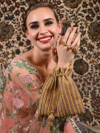 Golden Beaded Potli - Rajwada