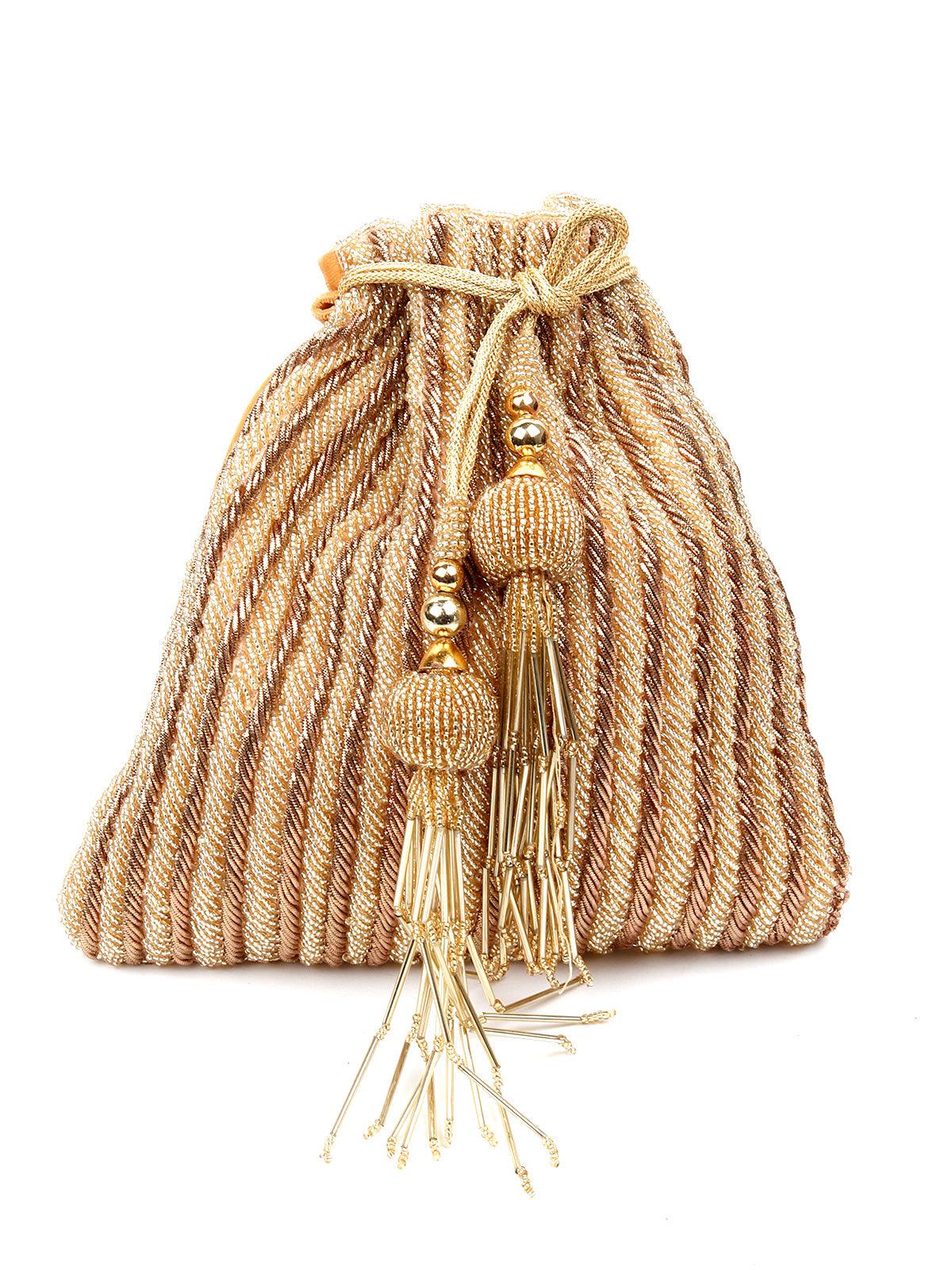 Golden Beaded Potli - Rajwada