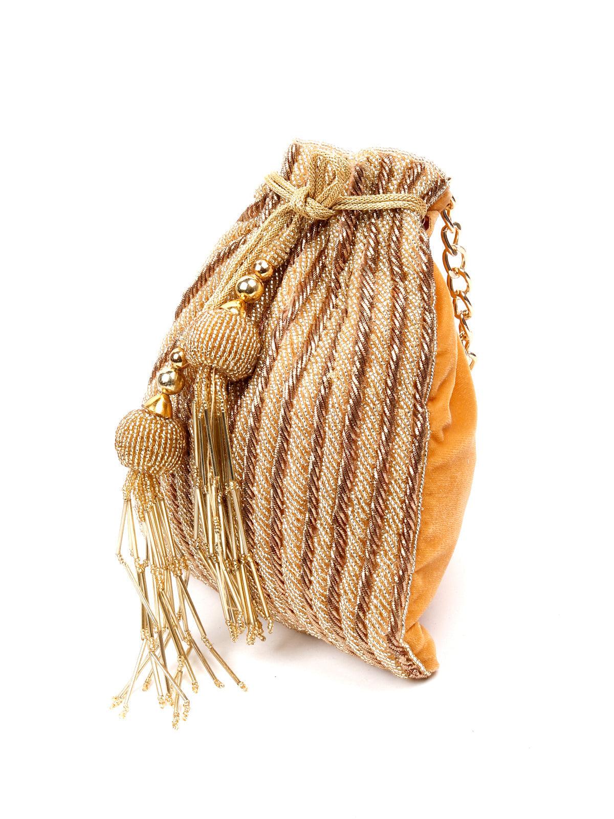Golden Beaded Potli - Rajwada