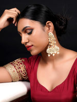 Golden Dangle White Pearl Dangle Earrings! - Rajwada
