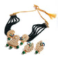 Golden Peacock Kundan Necklace Set - Rajwada
