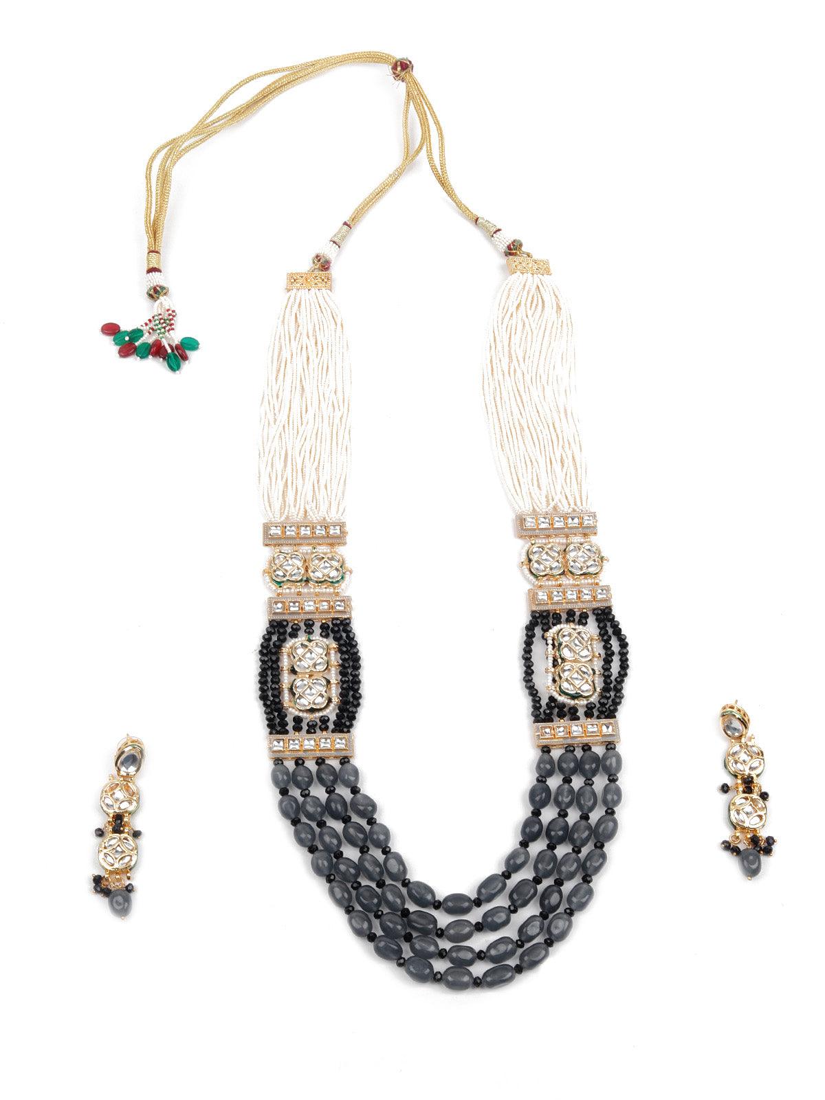Gorgeous Black & Grey Necklace Set For Women - Rajwada