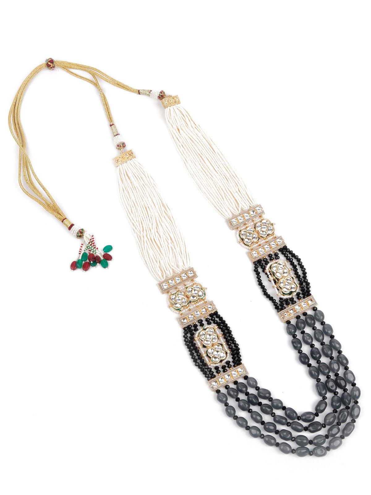 Gorgeous Black & Grey Necklace Set For Women - Rajwada