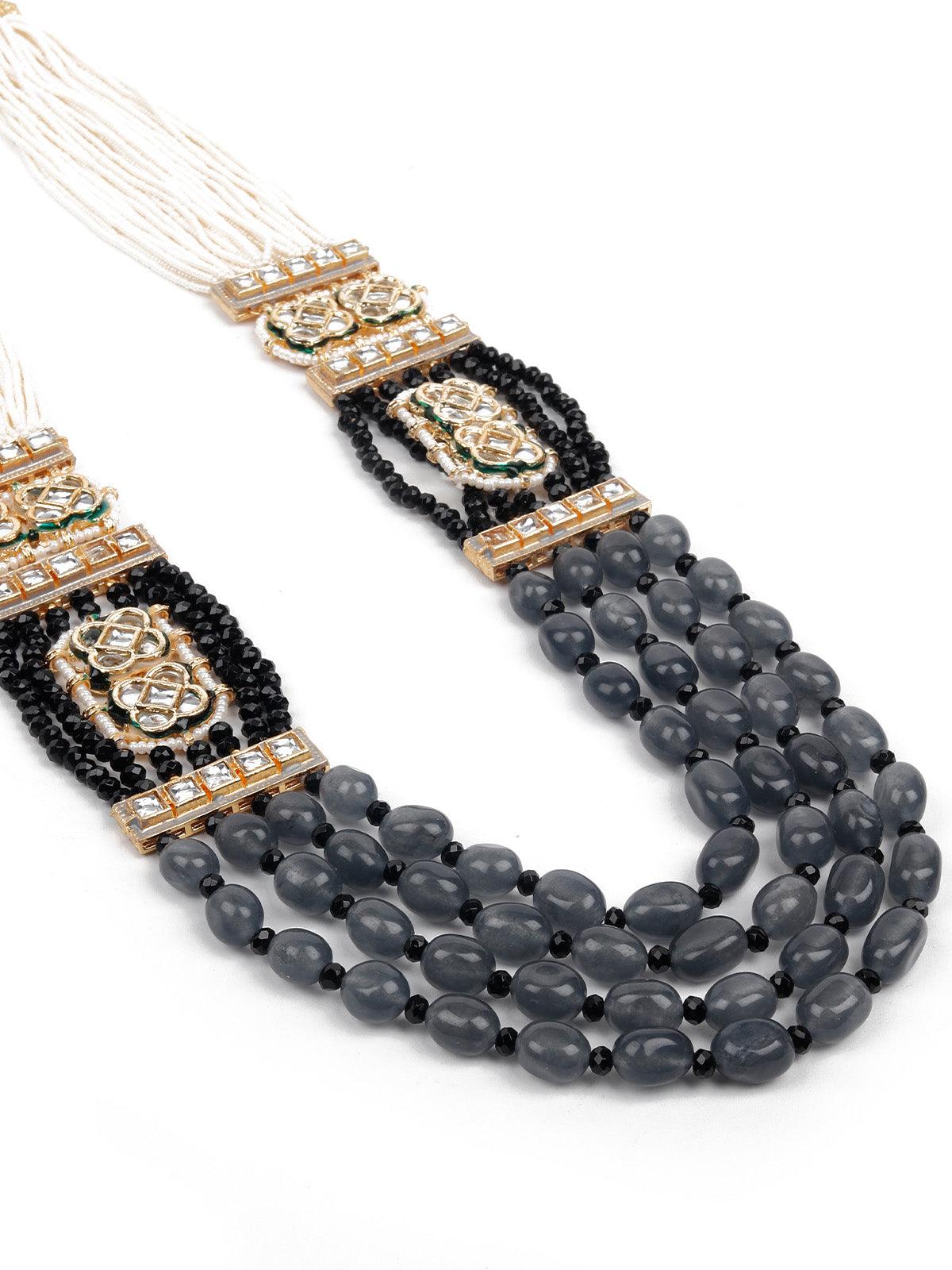 Gorgeous Black & Grey Necklace Set For Women - Rajwada