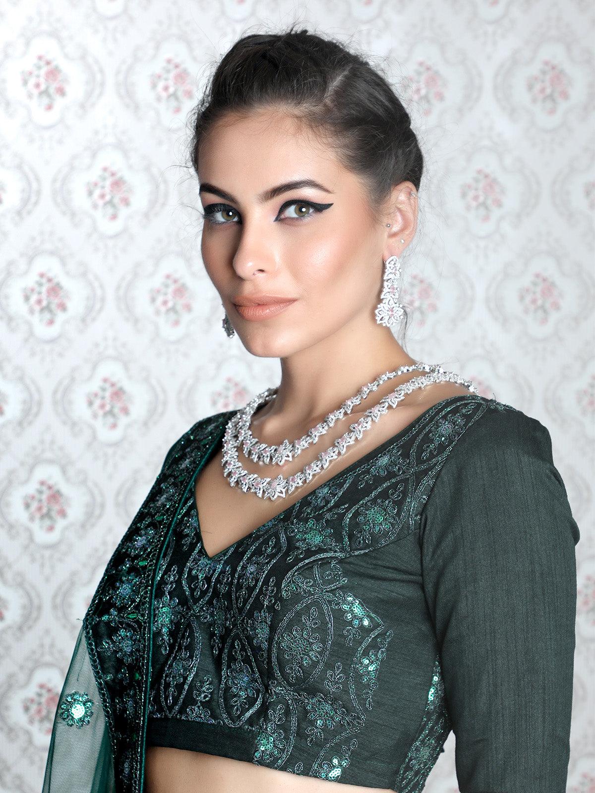 Gorgeous Double Layered Necklace Set - Rajwada