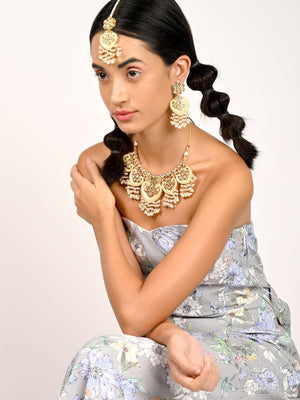 Gorgeous gold embellished necklace set for women - Rajwada