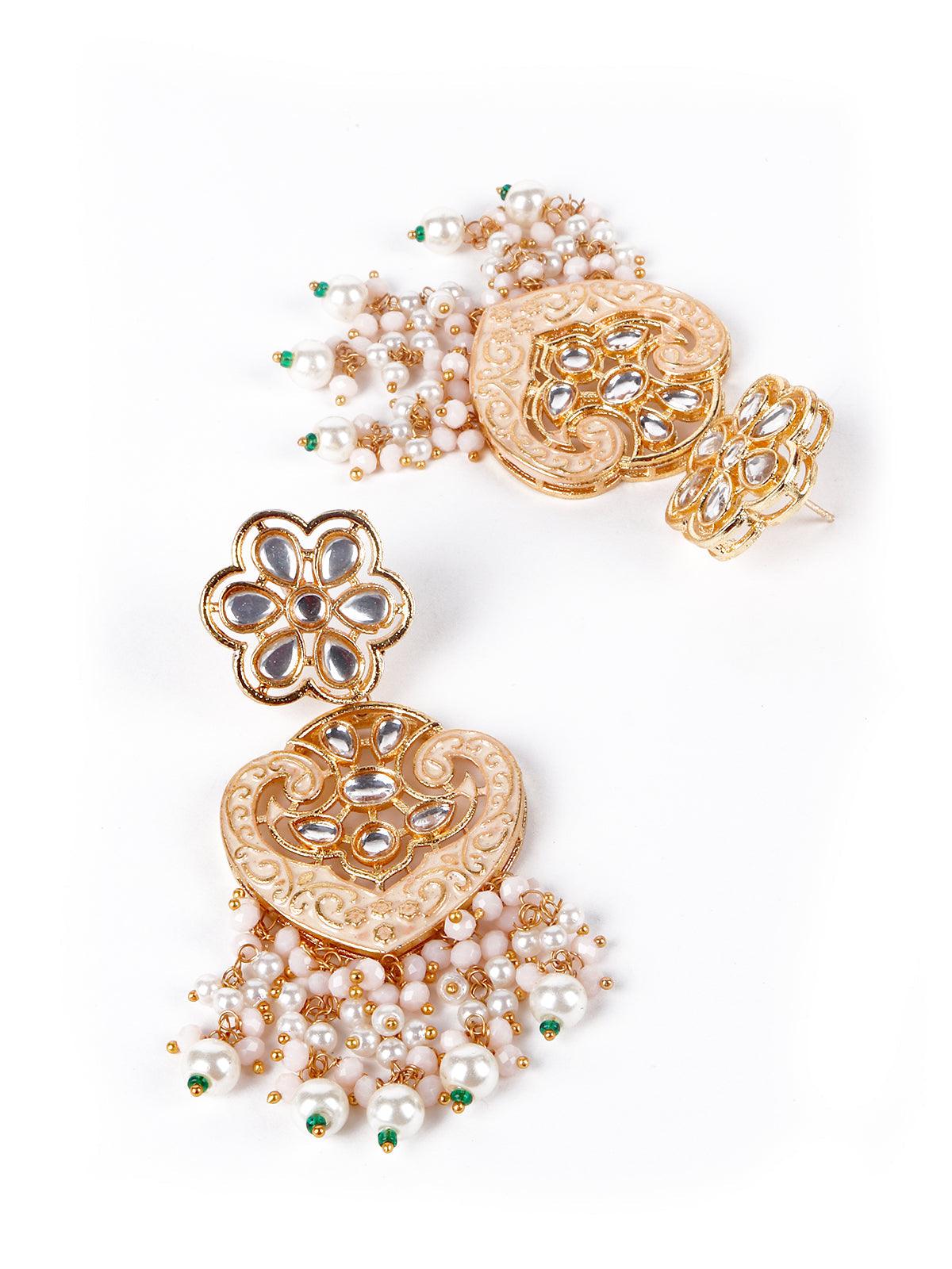 Gorgeous gold embellished necklace set for women - Rajwada