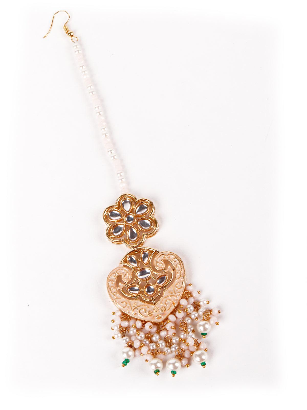 Gorgeous gold embellished necklace set for women - Rajwada
