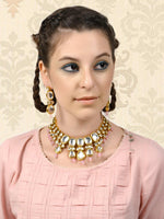 Gorgeous Gold Tone Kundan-Pink Mani Choker Set - Rajwada