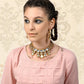 Gorgeous Gold Tone Kundan-Pink Mani Choker Set - Rajwada